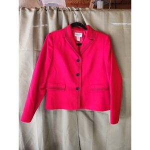 Vintage 80s Pendleton Jacket Womens Size 10 Petite Wool‎ Blazer Cropped Red